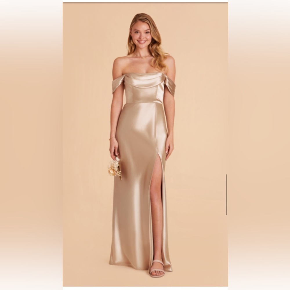 Mia Shiny Satin Convertible Dress - Neutral Champagne